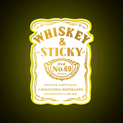 Whiskey And Sticky Gold Asian Cultural Led Neon Sign Rgb Color - Custom LED neon sign front view