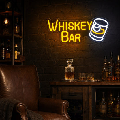 Whiskey Bar Man Cave LED Neon Sign real lifestyle scene