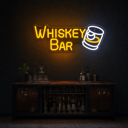 Whiskey Bar Man Cave LED Neon Sign size image