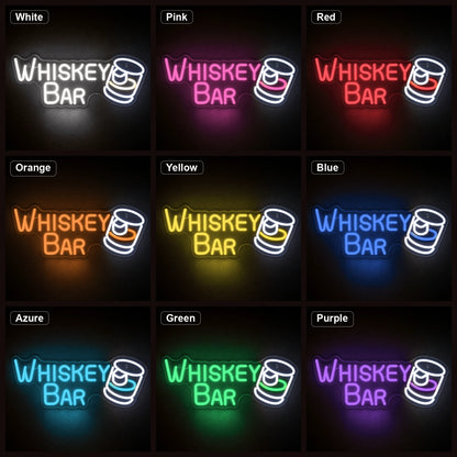 Whiskey Bar Man Cave LED Neon Sign color grid