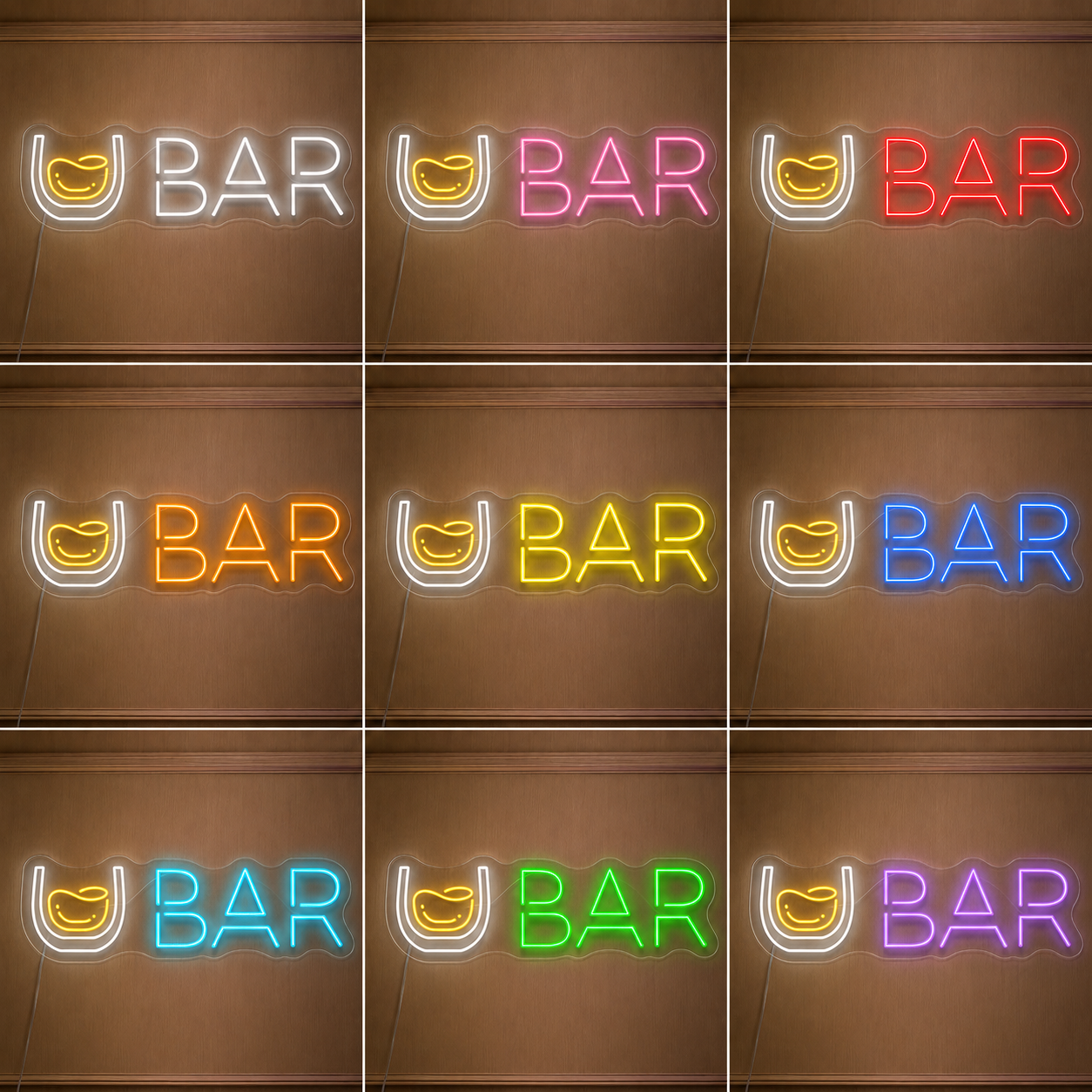 Whiskey Bar Wall Decor Home Lounge LED Neon Sign color grid