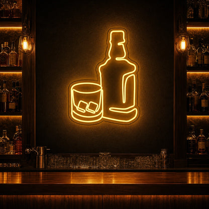 Whiskey Bottle And Glass Home LED Neon Sign high-converting product image