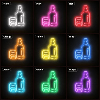 Whiskey Bottle And Glass Home LED Neon Sign - Shineneon