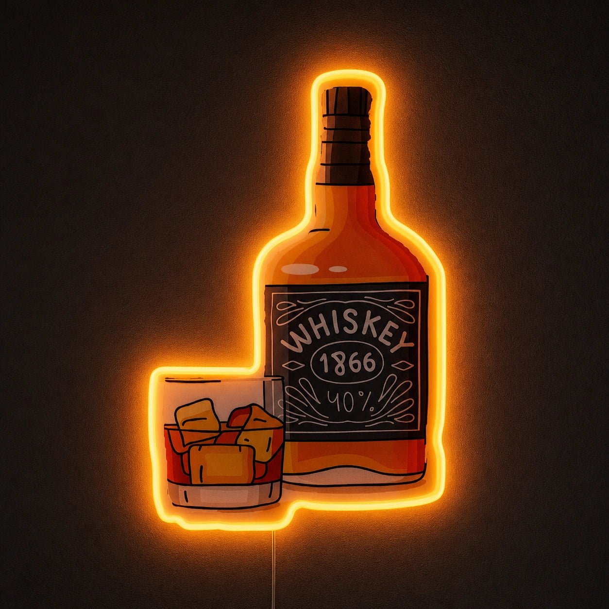 Whiskey Bottle And Rocks Glass LED Neon Sign - Shineneon