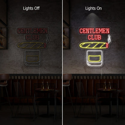 Whiskey Cigar Neon Sign LED Neon Sign day and night comparison
