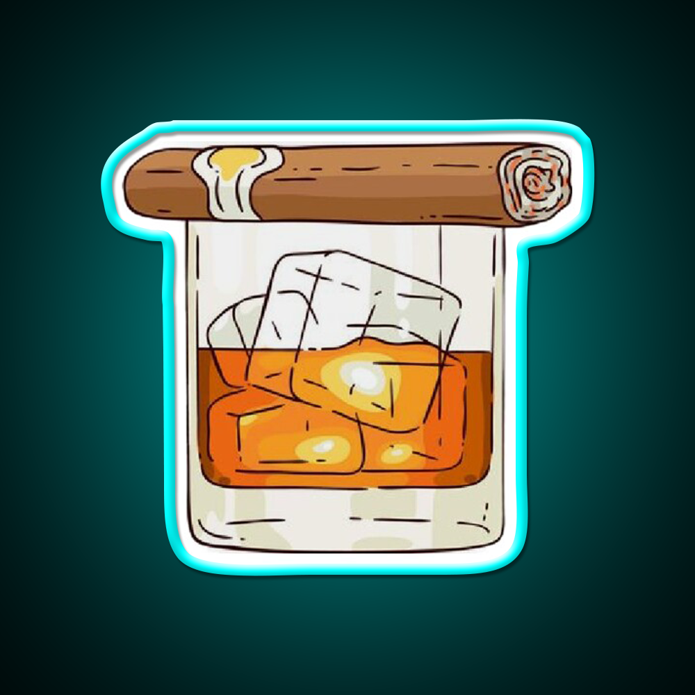 Whiskey Cigar Whiskey Drink Bar Led Neon Sign Rgb Color