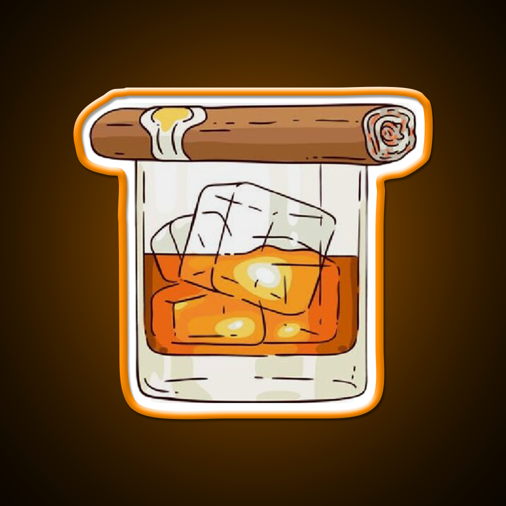 Whiskey Cigar Whiskey Drink Bar Led Neon Sign Rgb Color