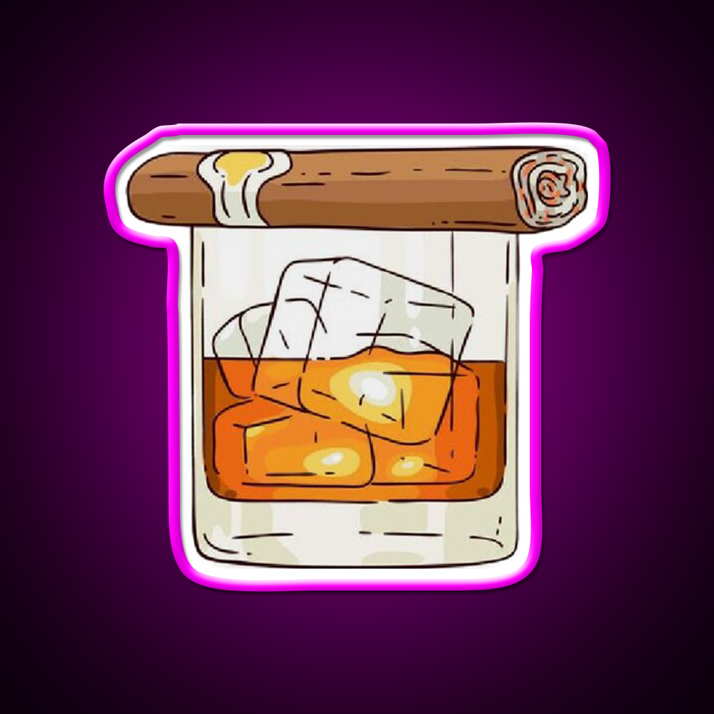 Whiskey Cigar Whiskey Drink Bar Led Neon Sign Rgb Color