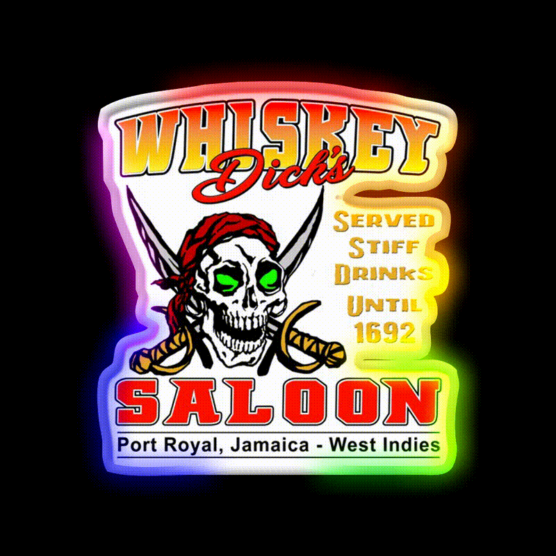 Whiskey Dicks Saloon V2 Whiskey Drink Bar Led Neon Sign Rgb Color
