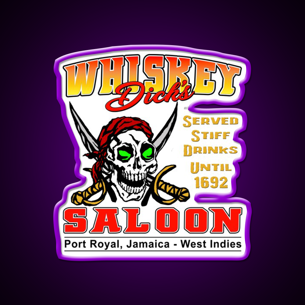 Whiskey Dicks Saloon V2 Whiskey Drink Bar Led Neon Sign Rgb Color