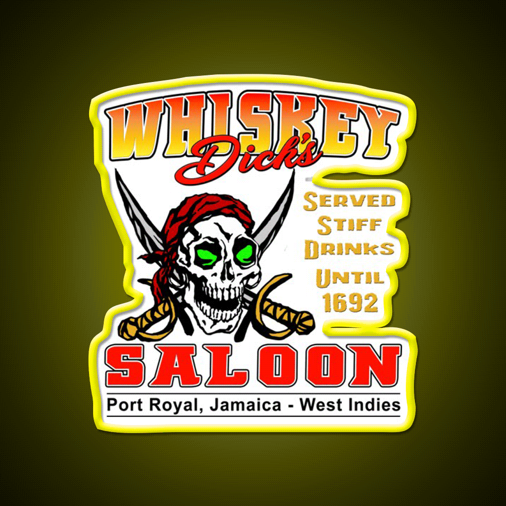 Whiskey Dicks Saloon V2 Whiskey Drink Bar Led Neon Sign Rgb Color