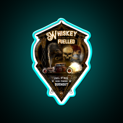 Whiskey Fuelled Rat Rod Burnout Whiskey Drink Bar Led Neon Sign Rgb Color