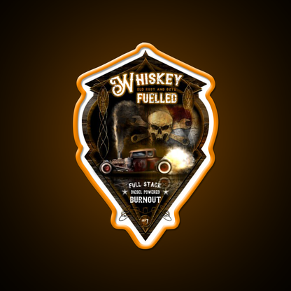 Whiskey Fuelled Rat Rod Burnout Whiskey Drink Bar Led Neon Sign Rgb Color