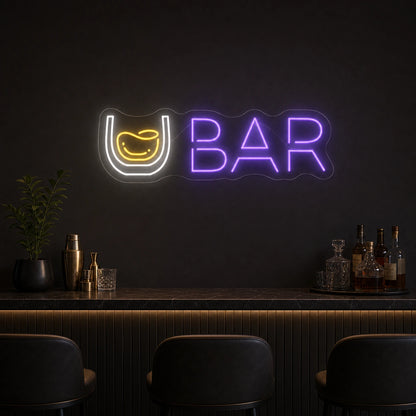 Whiskey Glass Bar LED Neon Sign size image