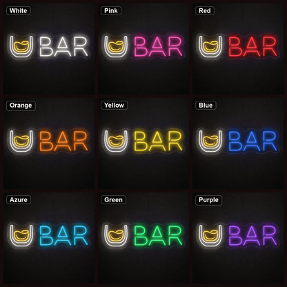 Whiskey Glass Bar LED Neon Sign color grid