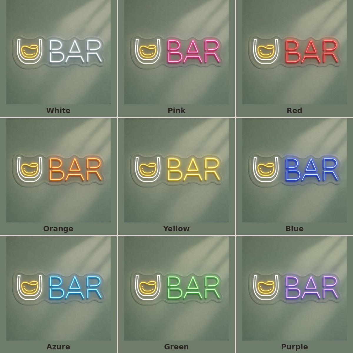 Whiskey Glass Bar LED Neon Sign - nine-color grid