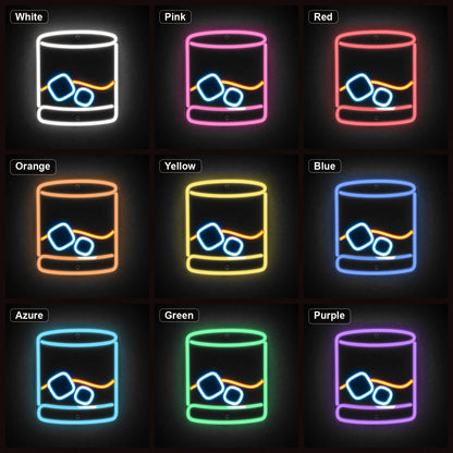 Whiskey Glass LED Neon Sign color grid