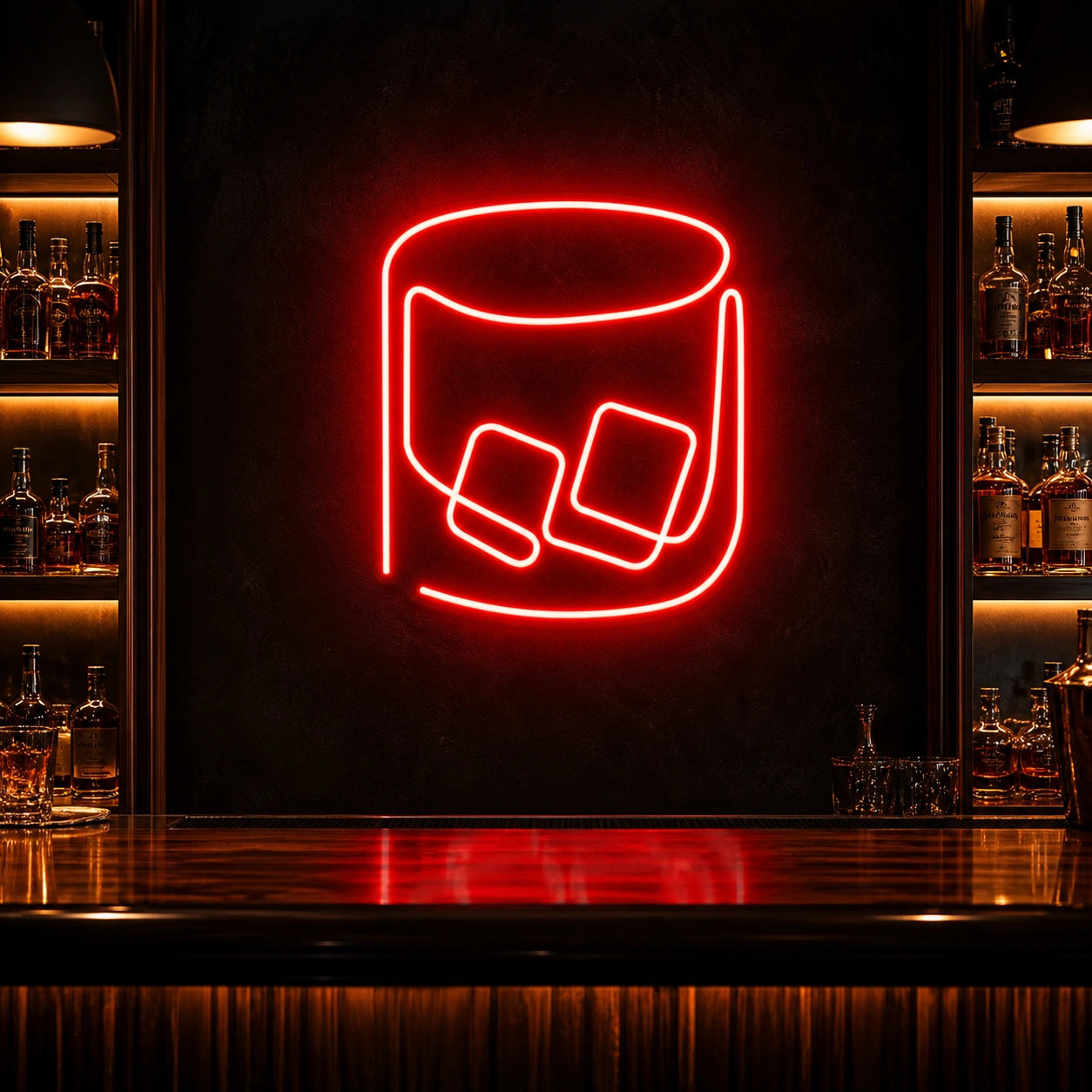 Whiskey Glass With Ice LED Neon Sign high-converting product image