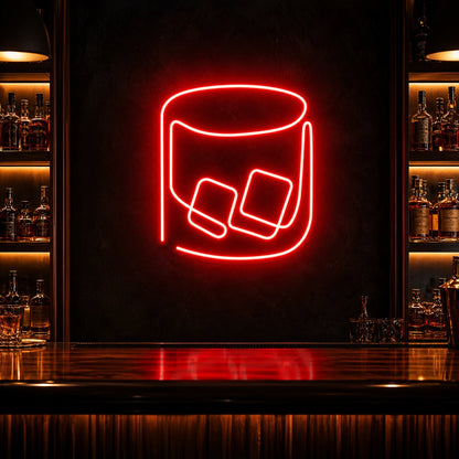Whiskey Glass With Ice LED Neon Sign high-converting product image