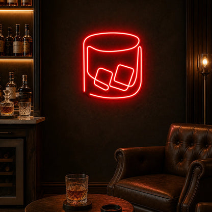 Whiskey Glass With Ice LED Neon Sign real lifestyle scene