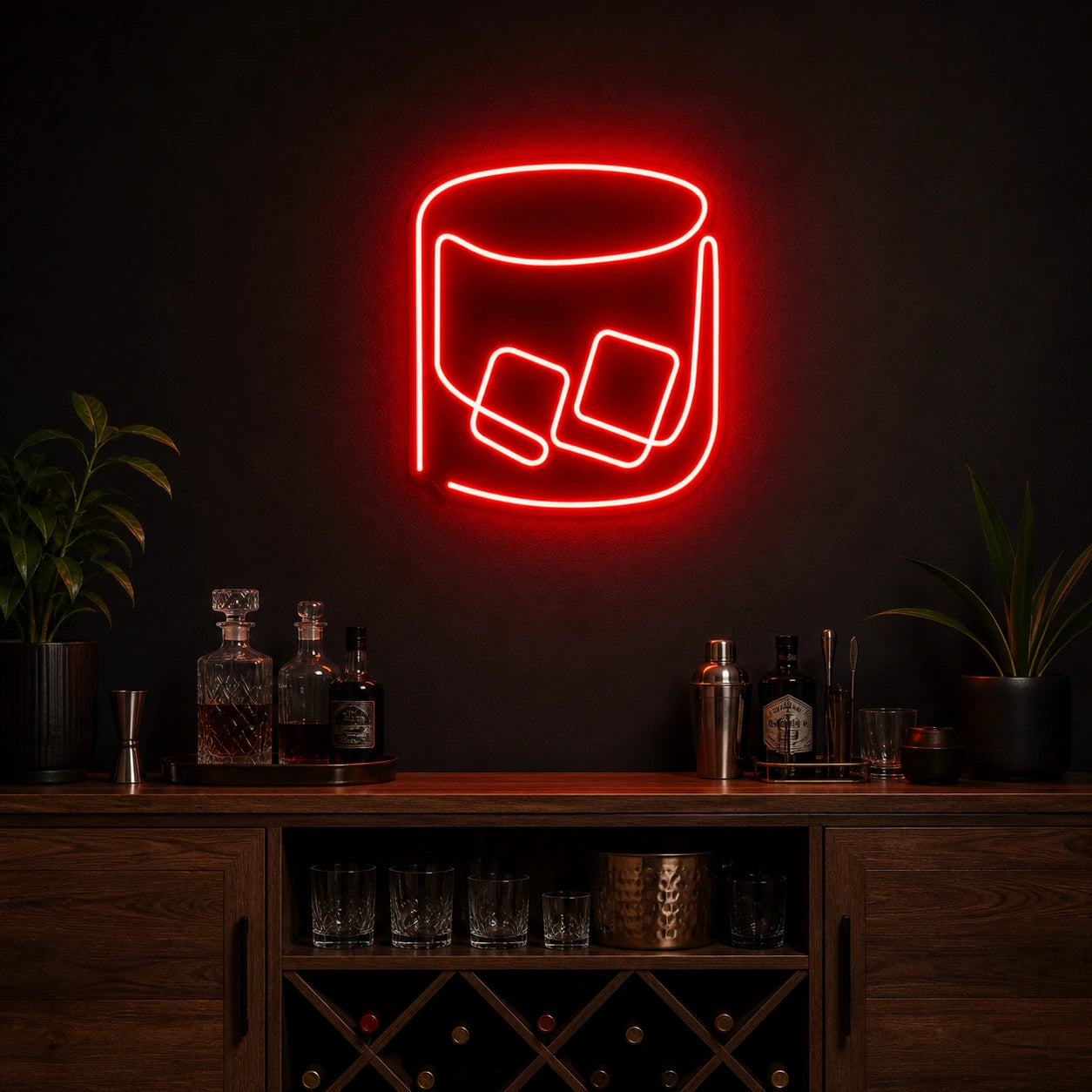 Whiskey Glass With Ice LED Neon Sign size image