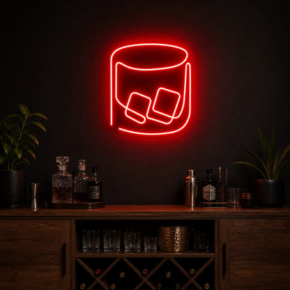 Whiskey Glass With Ice LED Neon Sign size image