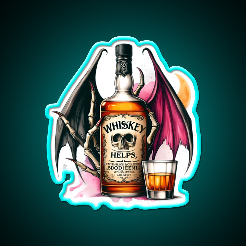 Whiskey Helps Gothic Quote Whiskey Drink Bar Led Neon Sign Rgb Color