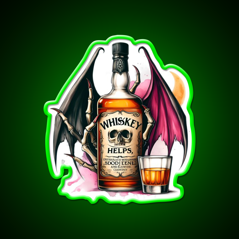 Whiskey Helps Gothic Quote Whiskey Drink Bar Led Neon Sign Rgb Color