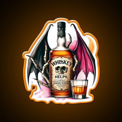 Whiskey Helps Gothic Quote Whiskey Drink Bar Led Neon Sign Rgb Color