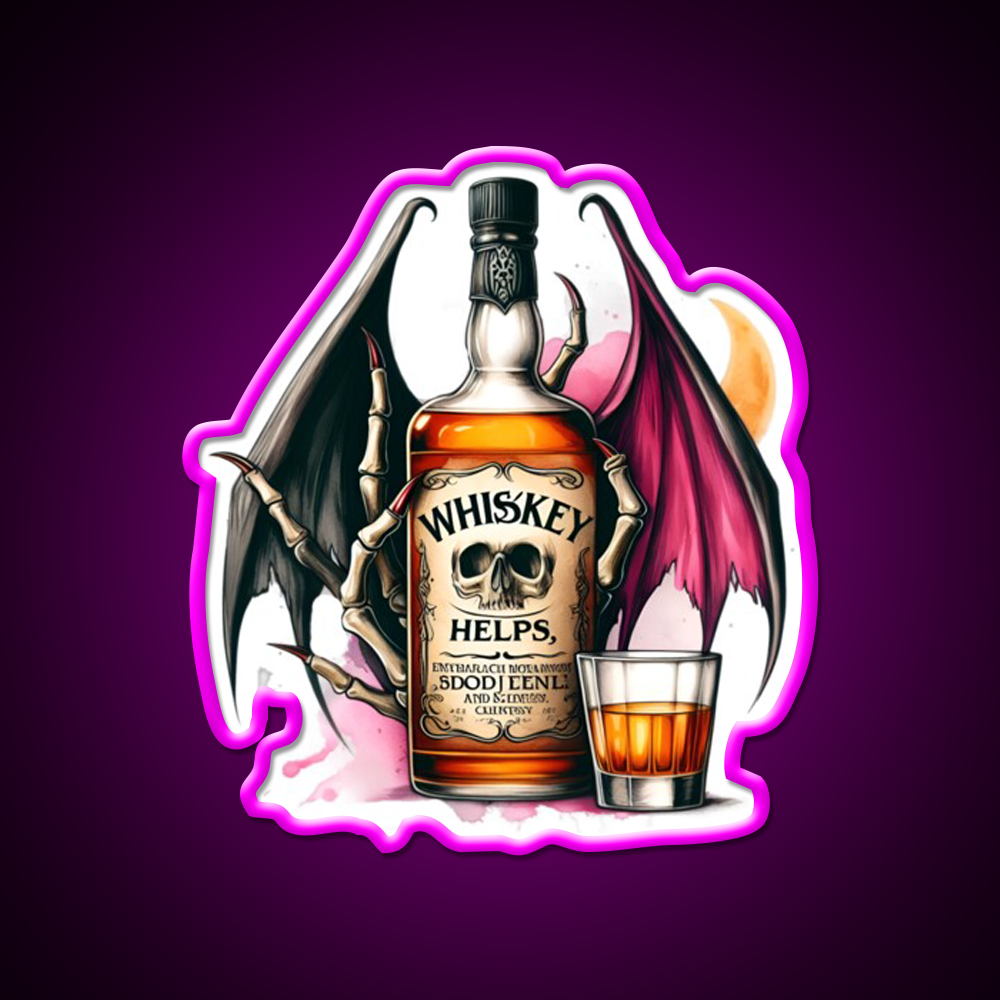 Whiskey Helps Gothic Quote Whiskey Drink Bar Led Neon Sign Rgb Color