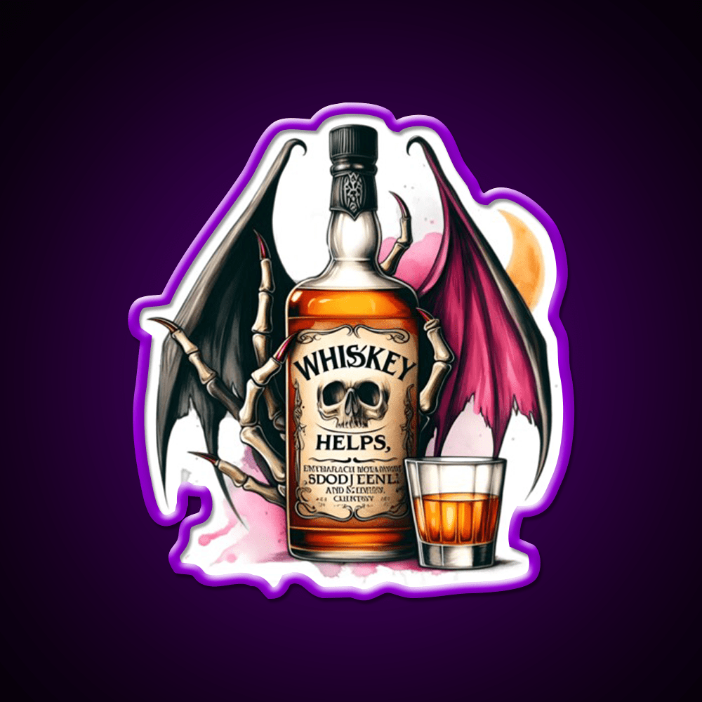 Whiskey Helps Gothic Quote Whiskey Drink Bar Led Neon Sign Rgb Color - Shineneon