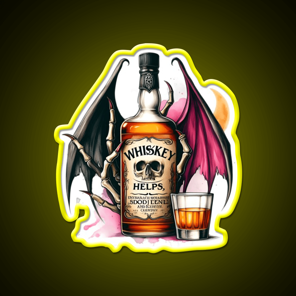 Whiskey Helps Gothic Quote Whiskey Drink Bar Led Neon Sign Rgb Color - Shineneon