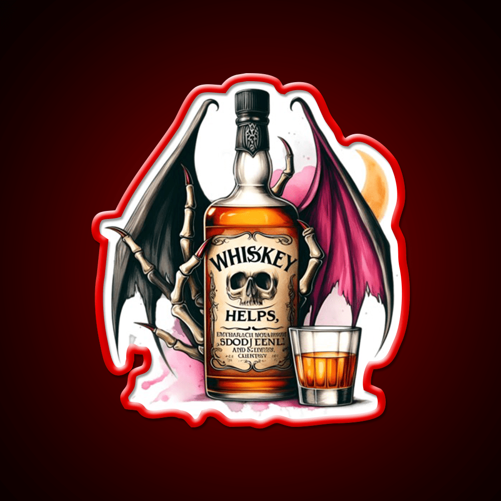 Whiskey Helps Gothic Quote Whiskey Drink Bar Led Neon Sign Rgb Color - Shineneon