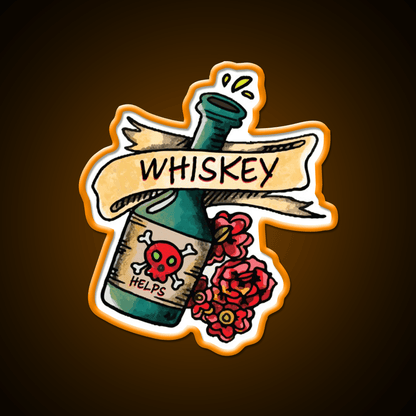 Whiskey Helps Tattoo Style Whiskey Drink Bar Led Neon Sign Rgb Color - Shineneon