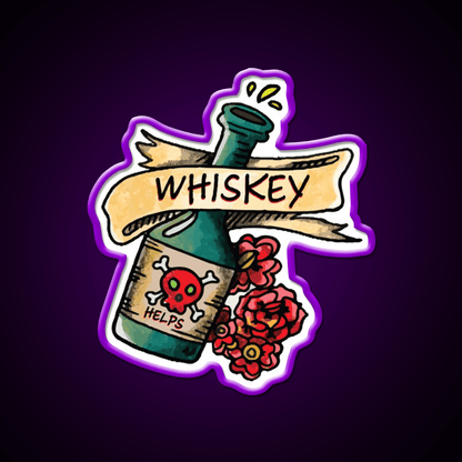 Whiskey Helps Tattoo Style Whiskey Drink Bar Led Neon Sign Rgb Color - Shineneon