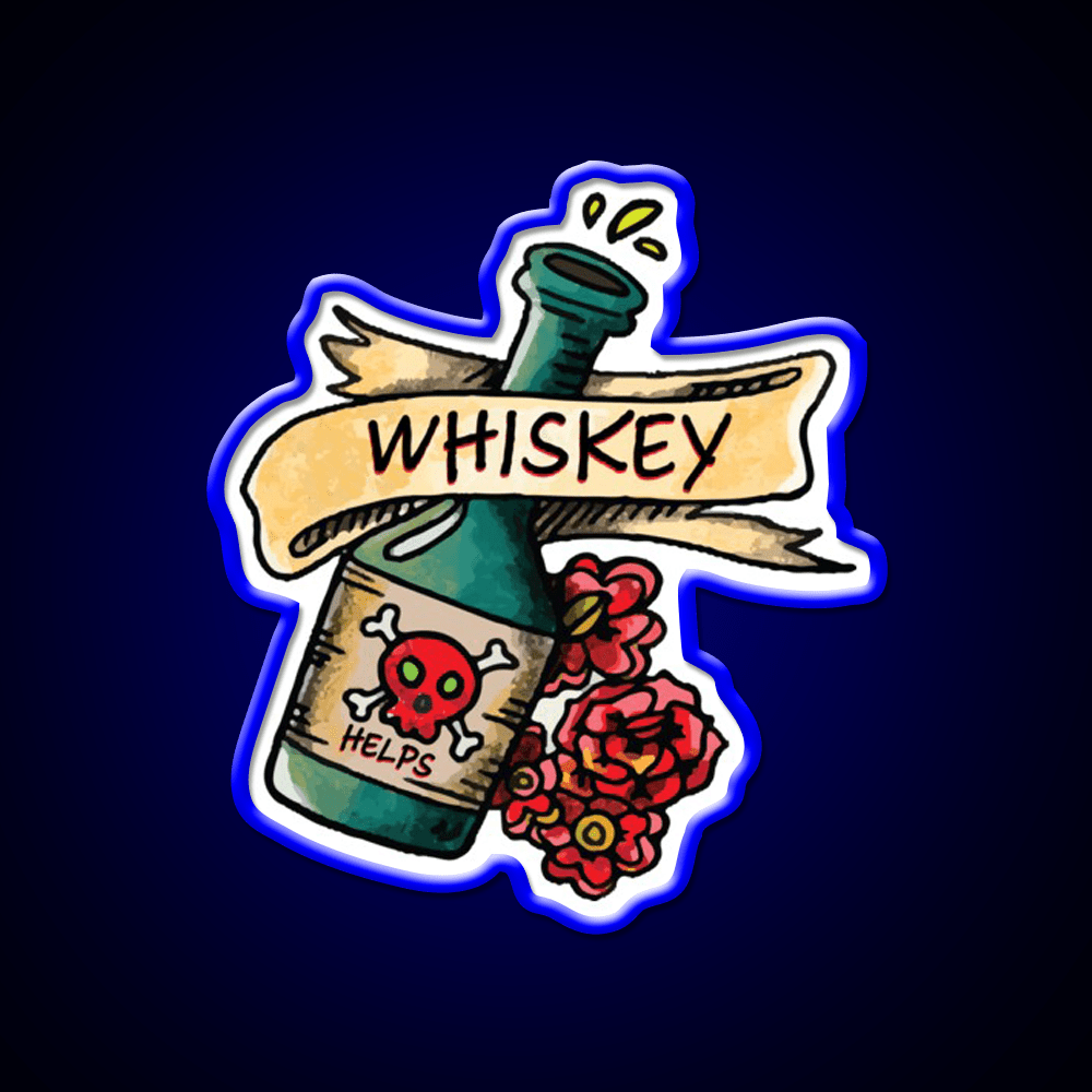 Whiskey Helps Tattoo Style Whiskey Drink Bar Led Neon Sign Rgb Color - Shineneon