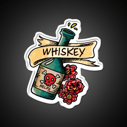Whiskey Helps Tattoo Style Whiskey Drink Bar Led Neon Sign Rgb Color - Shineneon