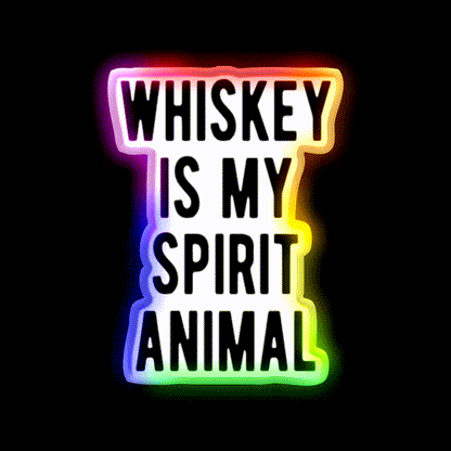 Whiskey Is My Spirit Animal Man Cave Bar Led Neon Sign Rgb Color