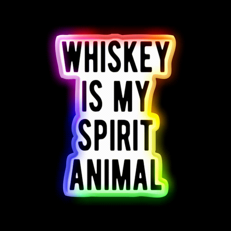 Whiskey Is My Spirit Animal Man Cave Bar Led Neon Sign Rgb Color