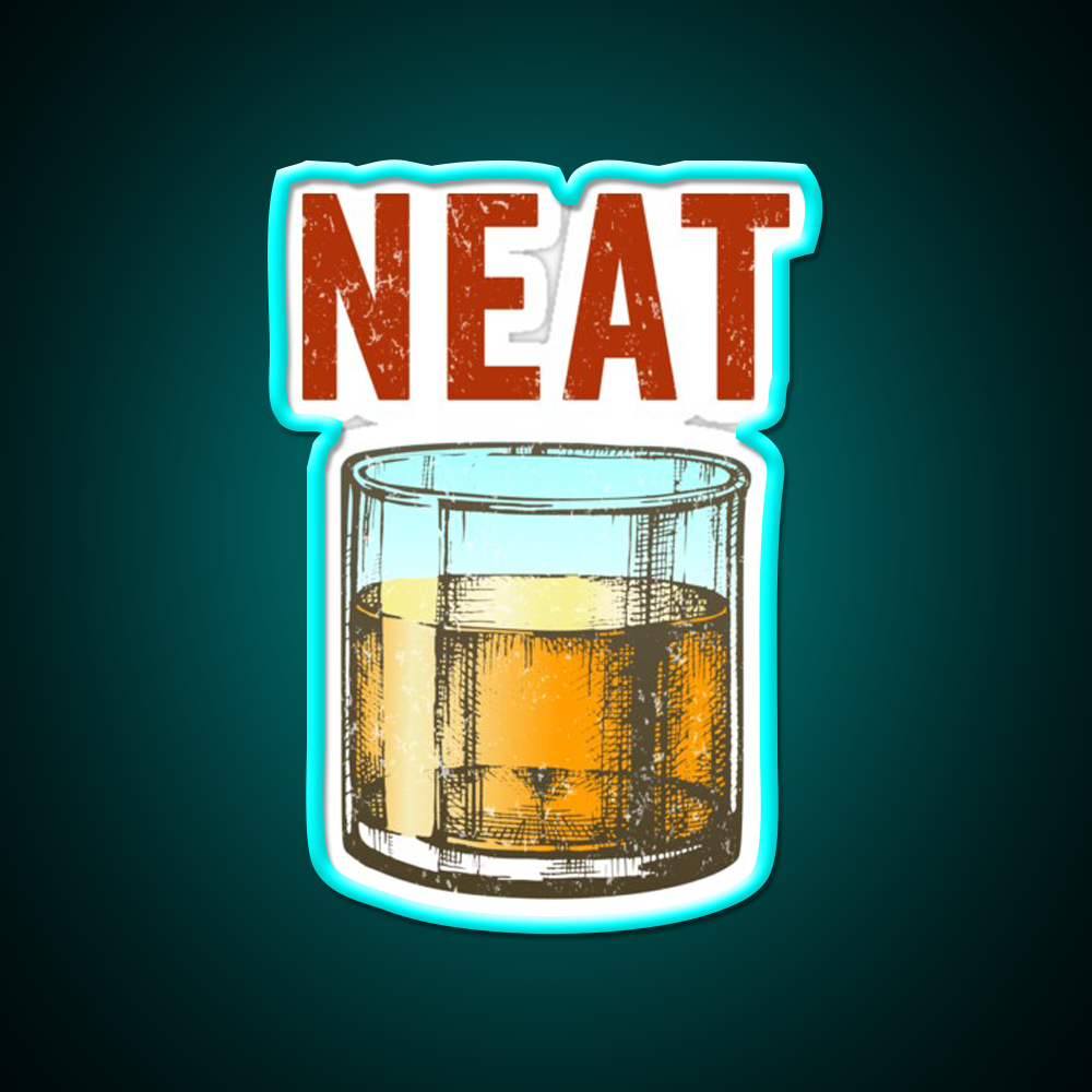 Whiskey Neat Old Fashioned Scotch Drinkers Beer Bar Decor Led Neon Sign Rgb Color - Size and dimension reference