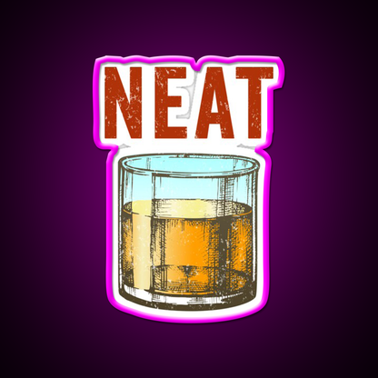Whiskey Neat Old Fashioned Scotch Drinkers Beer Bar Decor Led Neon Sign Rgb Color - Neon sign mounted on wall in room