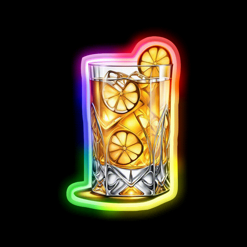 Whiskey Sour Cocktail Bar Decor Led Neon Sign Rgb Color - LED neon sign close-up detail