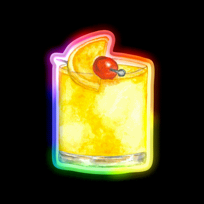 Whiskey Sour Watercolor Painting Cocktail Bar Decor Led Neon Sign Rgb Color - LED neon sign close-up detail