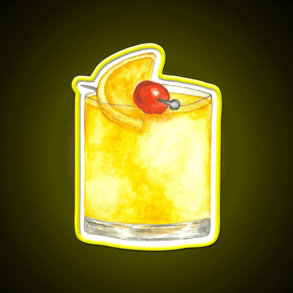 Whiskey Sour Watercolor Painting Cocktail Bar Decor Led Neon Sign Rgb Color - Custom LED neon sign front view
