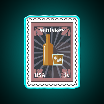 Whiskey Stamp Whiskey Drink Bar Led Neon Sign Rgb Color