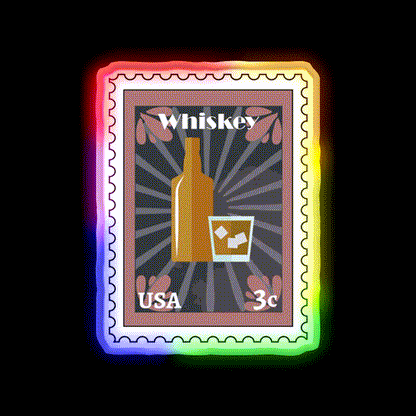 Whiskey Stamp Whiskey Drink Bar Led Neon Sign Rgb Color