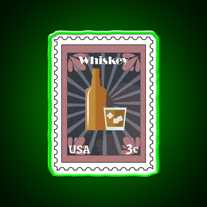 Whiskey Stamp Whiskey Drink Bar Led Neon Sign Rgb Color