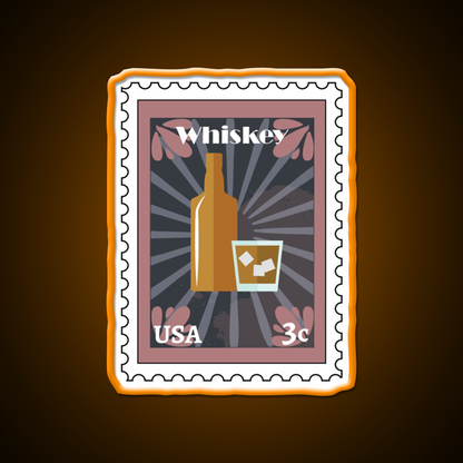 Whiskey Stamp Whiskey Drink Bar Led Neon Sign Rgb Color