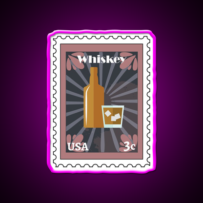 Whiskey Stamp Whiskey Drink Bar Led Neon Sign Rgb Color