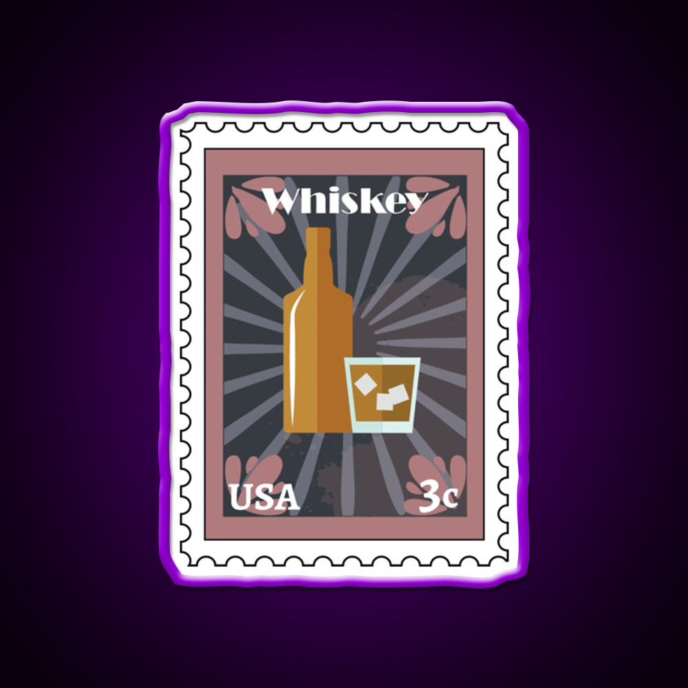 Whiskey Stamp Whiskey Drink Bar Led Neon Sign Rgb Color